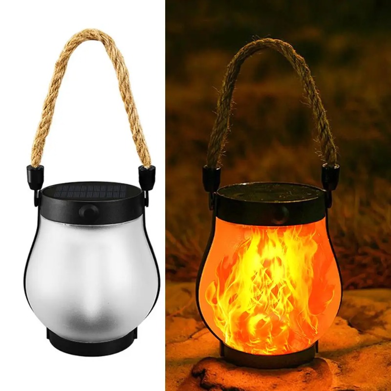 Camping Solar Lantern - Güneş Enerjili Alev Lambası USB Şarjlı