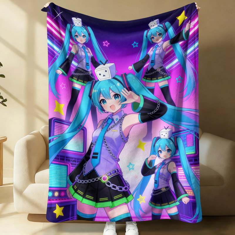 Outdoor Camping Anime - Hatsune Miku Flanel Battaniye, Anime Ofis
