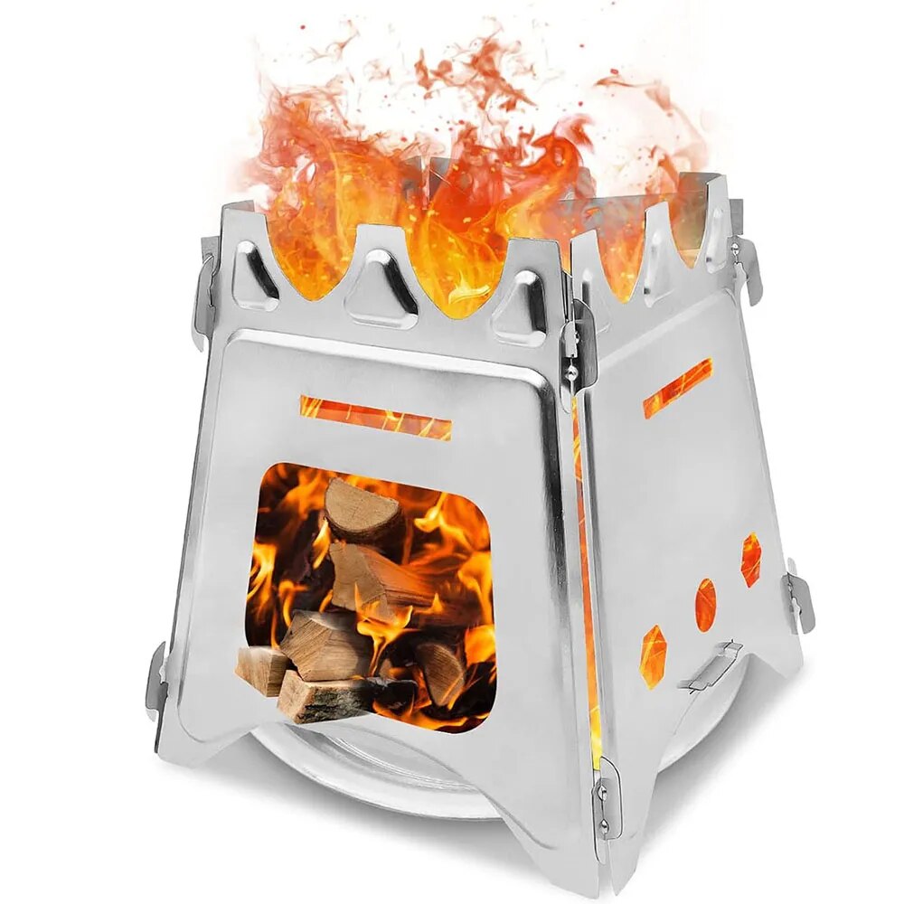 Outdoor Camping Wood Stove - Taşınabilir kamp ahşap soba paslanmaz çelik
