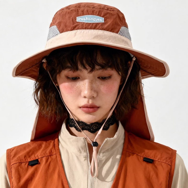 Moda Kontrast Dikiş Örgü Çabuk - Camping Outdoor Quick Drying Sun Neck Protection Cap Hat incelemesi ve fiyatı