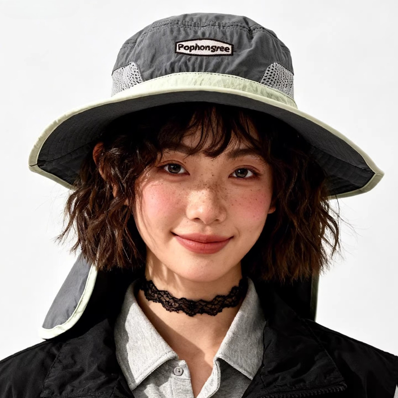 Moda Kontrast Dikiş Örgü Çabuk - Camping Outdoor Quick Drying Sun Neck Protection Cap Hat incelemesi ve fiyatı